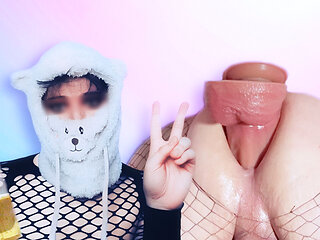 A Little Femboy Destroys His Ass with a Hard Anal, Swallows Piss and Swallows Cum