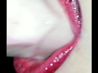 Stepmom Super Pussy. Sensual Red Lipstick