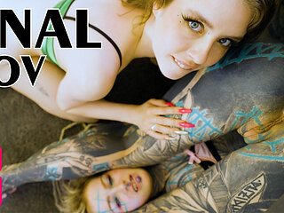 Alt Punk Girls Share a Tattoo Cock