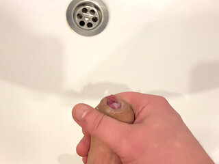 The Guy Masturbates in the Bathroom and, Filming Everything Close-up, and at the End.