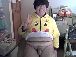 Horny otaku emo shows his tiny penis