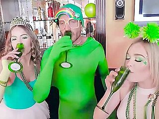 Naughty Irish teen 18+ BFFs celebrate St Patrick with orgy