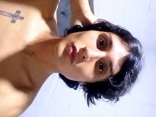 Part 1 Beautiful Femboy in Shorts Strips Naked On His Bed