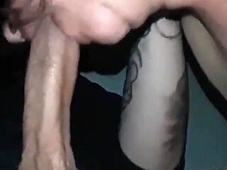 The Busty Neighbor Escapes From Her Husband at Night to Suck Her Neighbor's Penis