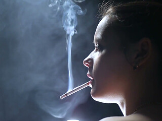 A Little Bit Naked Smoking Girl