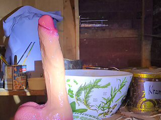 Making lot's of bubbles with a huge pile of saliva