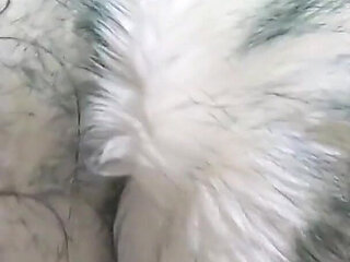 Face Fuck,cum Play While Wearing a Hot Grey Fur-coat and Long Boots 214