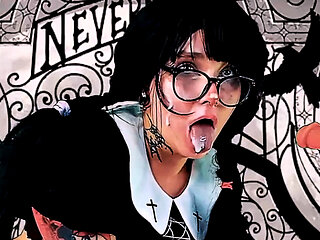 Wednesday Addams passionately sucks and squirts.