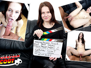 German Scout - Small Redhead Teen 18 Peach Delina Pick up for First Casting Fuck