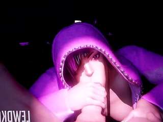 Juri Deepthroats a Nice Delicious Cock, Bald Pussy Widowmaker Let's Us Use Her 4th Hole