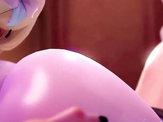 Lumine Fondling Barbara's Ass! Inversed Facesitting Genshin Impact Ass Kissing Spreading Cheeks 120