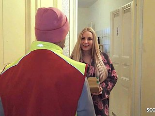 German Teen Couple talk postman to Fuck his Girlfriend ...