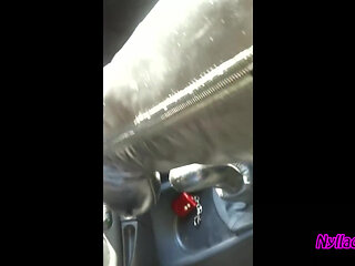 Nyllady Driving and Revving Her Bravo in High-heeled Boots and Black Ballet Flats