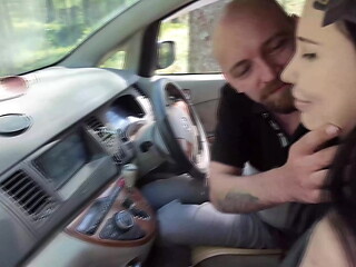 real couple fucks in a public parked car