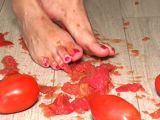 Hot Latina Tramples on Tomatoes and Gets Her Beautiful Feet Dirty!