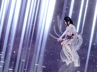 Ancient Style Hanfu Erotic Appeal Jiggling Breasts Bare Feet