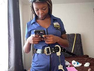 Police officer ready with handcuffs