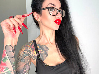 Finger Snapping, Long Fingers with Red Matte Color Long Nails, Palms and Fingers Sucking