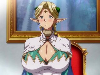 Elf with massive tits in naughty manga anime