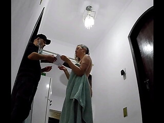 Playing naked in front of the delivery guy while my husband works.