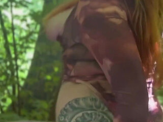 She Gets Caught Touching Herself in the Woods - French Amateur Hairy Redhead Exhibitionist