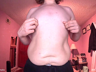 I play with my belly and nipples - Lotion, Belly, & Nipple Video