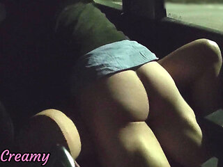 Dogging My Stepdaughter in a Public Parking Lot After Work a Voyeur Fucks Her Pussy Until She Cums - Misscreamy