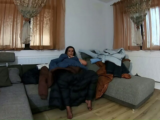 Masturbation in Fluffy Down Jackets &amp_ Long Coats with Dirty Talk