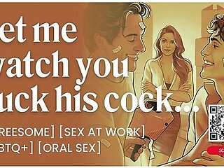 Asmr Audio Porn: Bisexual Male Mfm Threesome With Femdom Female Boss Cock Sharing & Dp - Erotic Audio