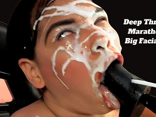 Deep Throat in a Hard Marathon "happy Ending Semen on My Pretty Face