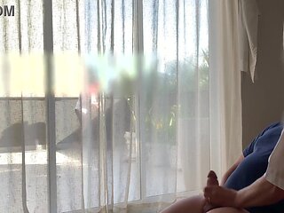 I jism in front of the motel maid