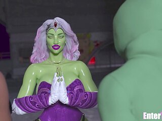 Long mansticks save the planet from a transgender alien goddess in this wild cartoon adventure
