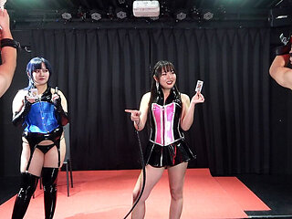 Heaven and Hell Card Whipping Game by Two Mistresses, Winner Slave Has His Dick Stroked by Hand, and Loser Slave Is Whipped