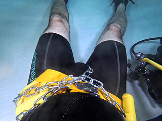 Underwater Scuba Slave Training - Dominated in Chains & Wetsuit Edging