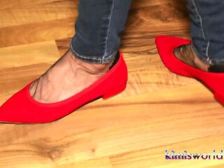 Golden Mules & Black Nylons - Sensual Shoe Removal