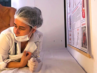 Hard boner during a check-up in front of her cocky patient