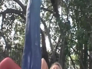 Blonde MILF Stuffed with Objects During Park Picnic