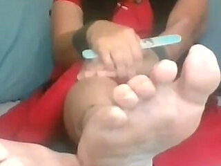 Barefoot Long Nails Jerk off Foot Slave Humiliation