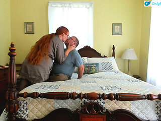 Romantic Married Couple Cum Together - Blowjob, Riding, Hair Pulling Doggy with Hot Redhead Wife