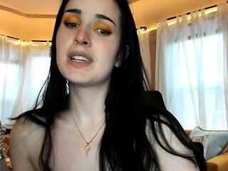 Hot brunette close up pussy masturbation on cam