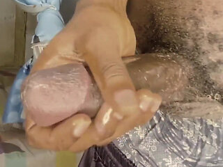 Stroking My Big Black Oilied Cock