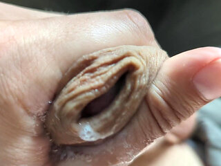 Playing with Lots of Precum Dripping Out of My Horny Dick with Moans and Cumshot