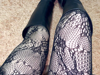 Playing with My Legs in Sexy Stocking and Boots