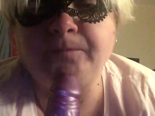 Bbwbootyful sucking my 12inch purple dildo