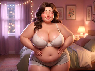 Plump Chubby Stepsister Slowly Strips And Reveals Her Full Soft Curvy Naked Body To Her Stepbrother In Bedroom