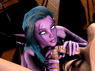 Night Elf Threesome with Two Hard Dicks