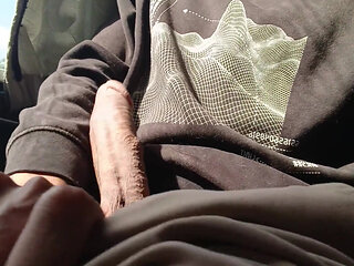 Hot Guy Stroking His Big Cock in a Crowded Bus While Trying Not to Get Caught