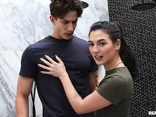 Busty Teen Megan Mistakes Blows Parker Ambrose's Big Cock in Bathroom Remodel Reality