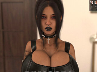 Blacked House #08 - Busty Goth Slut Makes Him Very Horny with Her Huge Boobs and Sexy Feet - 3D Porn Game
