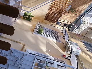 Horny on Vacation Italian - Handjob for Horny Neighbors for My Cock